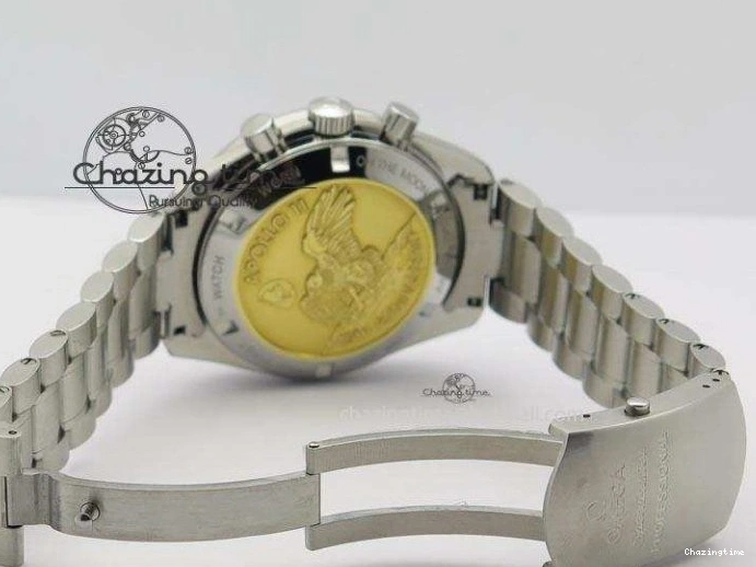 0315 Effortless Speedmaster Apollo 11 On SS Bracelet Manual Winding Chrono Movement 8225